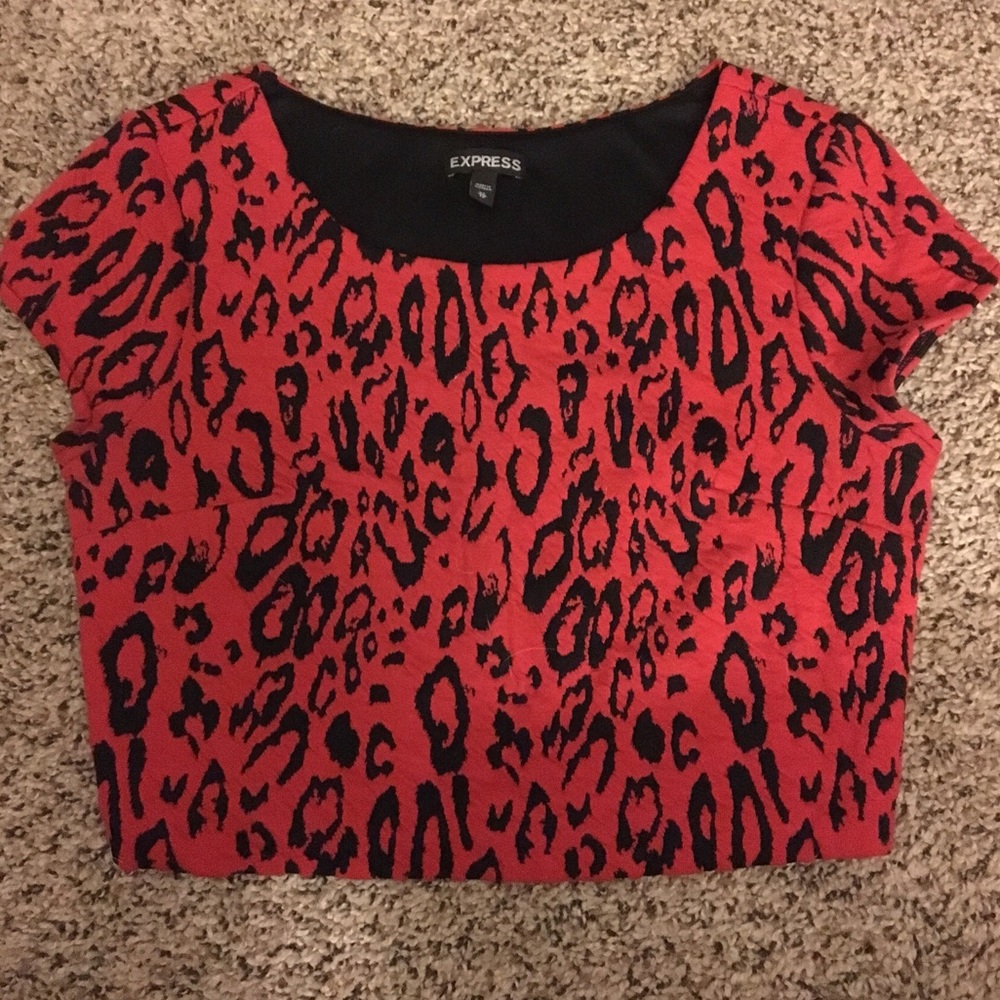 Sexy Express Red Leopard Crop Top